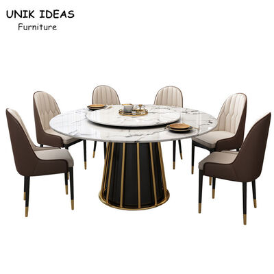 سعر جيد Nordic Luxury Dining Table And Chairs 6 Person Round Marble Dining Table Set For 4 8 الانترنت