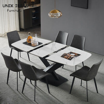 سعر جيد White Luxury Dining Table And Chairs 150cm 140cm 130CM 160cm 6 Seats Extended الانترنت