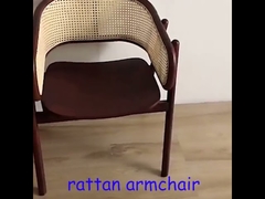 كرسي بذراعين من خشب الروطان الإسكندنافي، خشب طبيعي، خشب صلب، لغرفة المعيشة أو غرفة الطعام